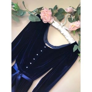 Vintage 80s Blue Velvet Liz Claiborne Dres…